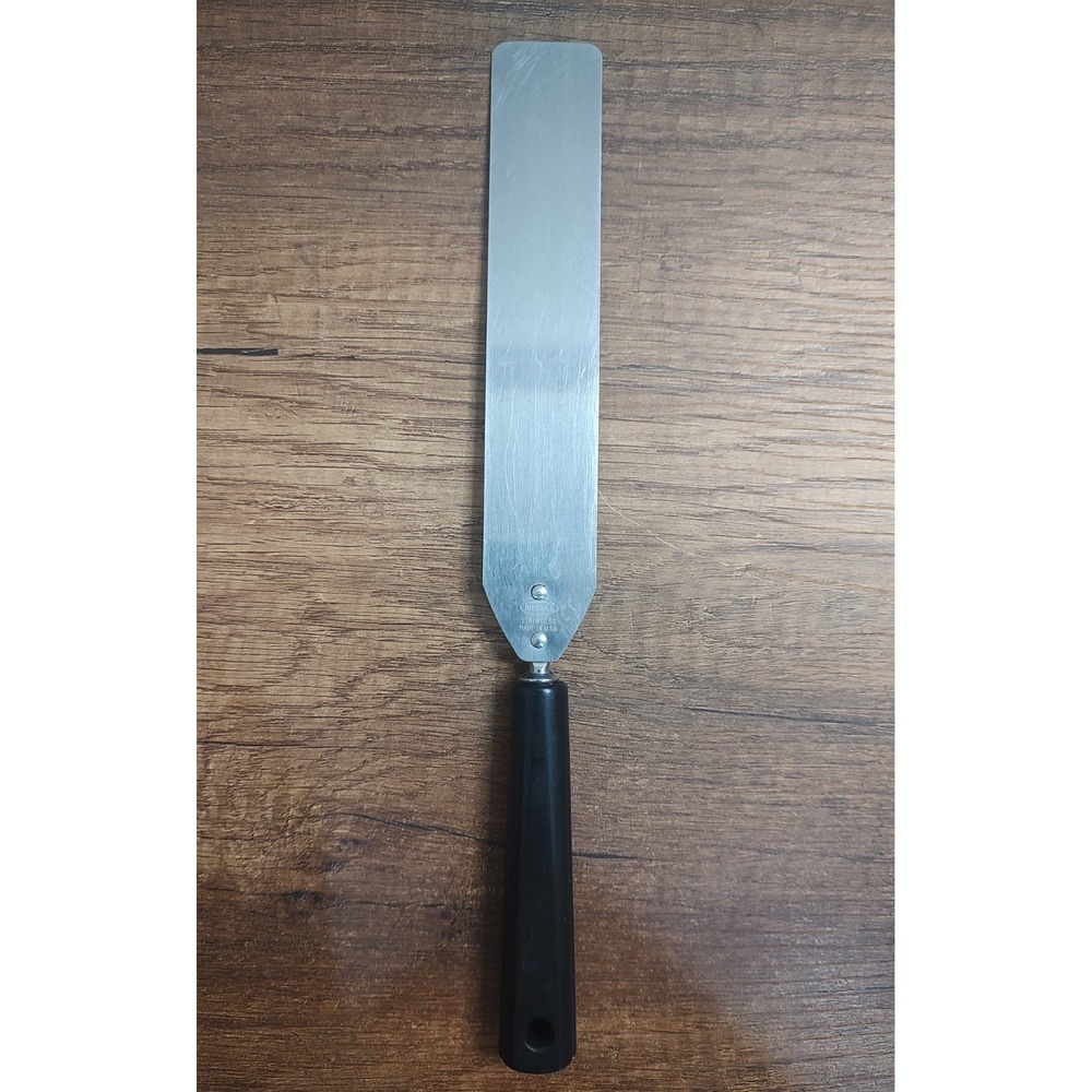 Vintage ANDROCK Bakelite Black Handle Icing Spreader Dessert Spatula U46